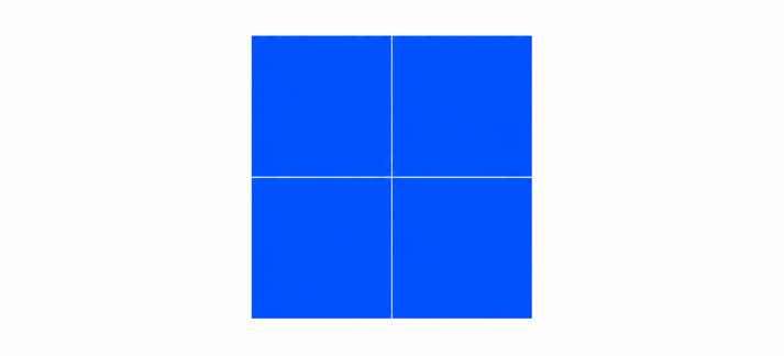 four blue squares joined to make one larger square